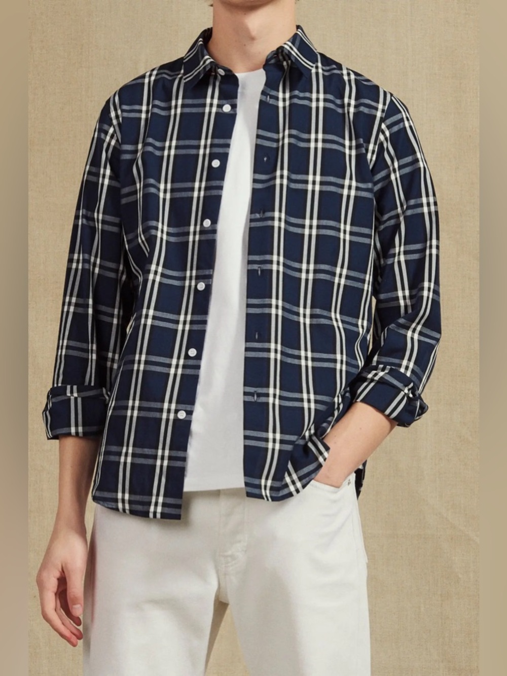 SANDRO Paris plaid dress shirt for men!